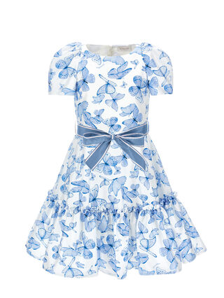 Vestido de raso de algodón con estampado de mariposas