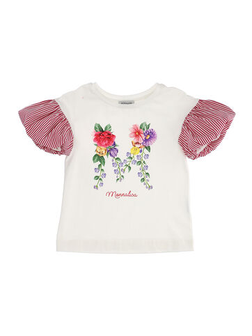 Jersey T-shirt with muslin sleeves girl | Monnalisa United States
