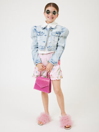 Denim jacket with jewel buttons