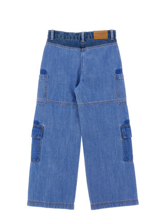 Джинсовые брюки-карго с вышитым логотипом