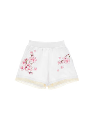 Shorts felpa con fiori di pesco