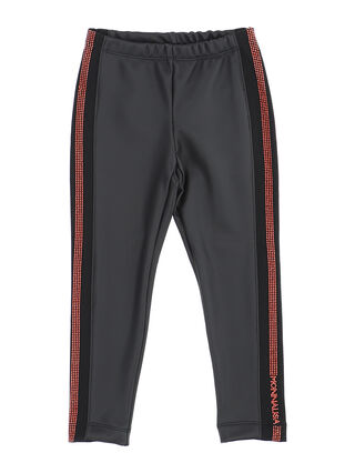 Coated fabric pants with rhinestones