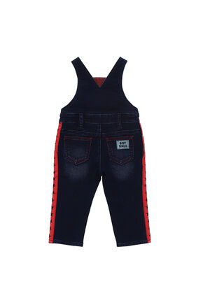 Denim-effect striped fleece overalls