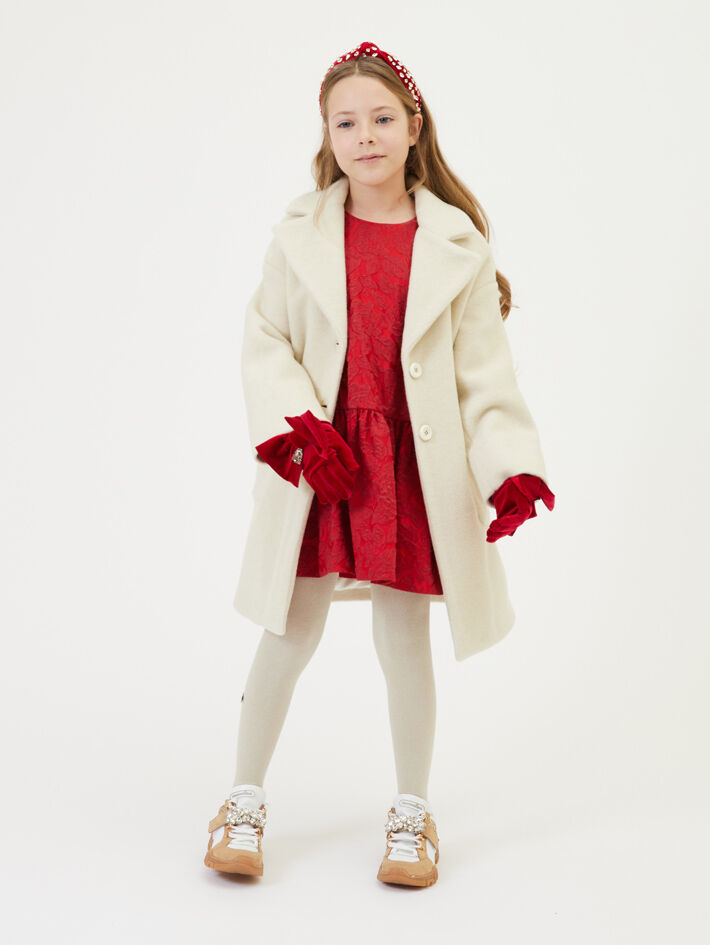 Cappottino frange e pied de poule Monnalisa Bambina Abbigliamento Cappotti e giubbotti Soprabiti Cappotti 