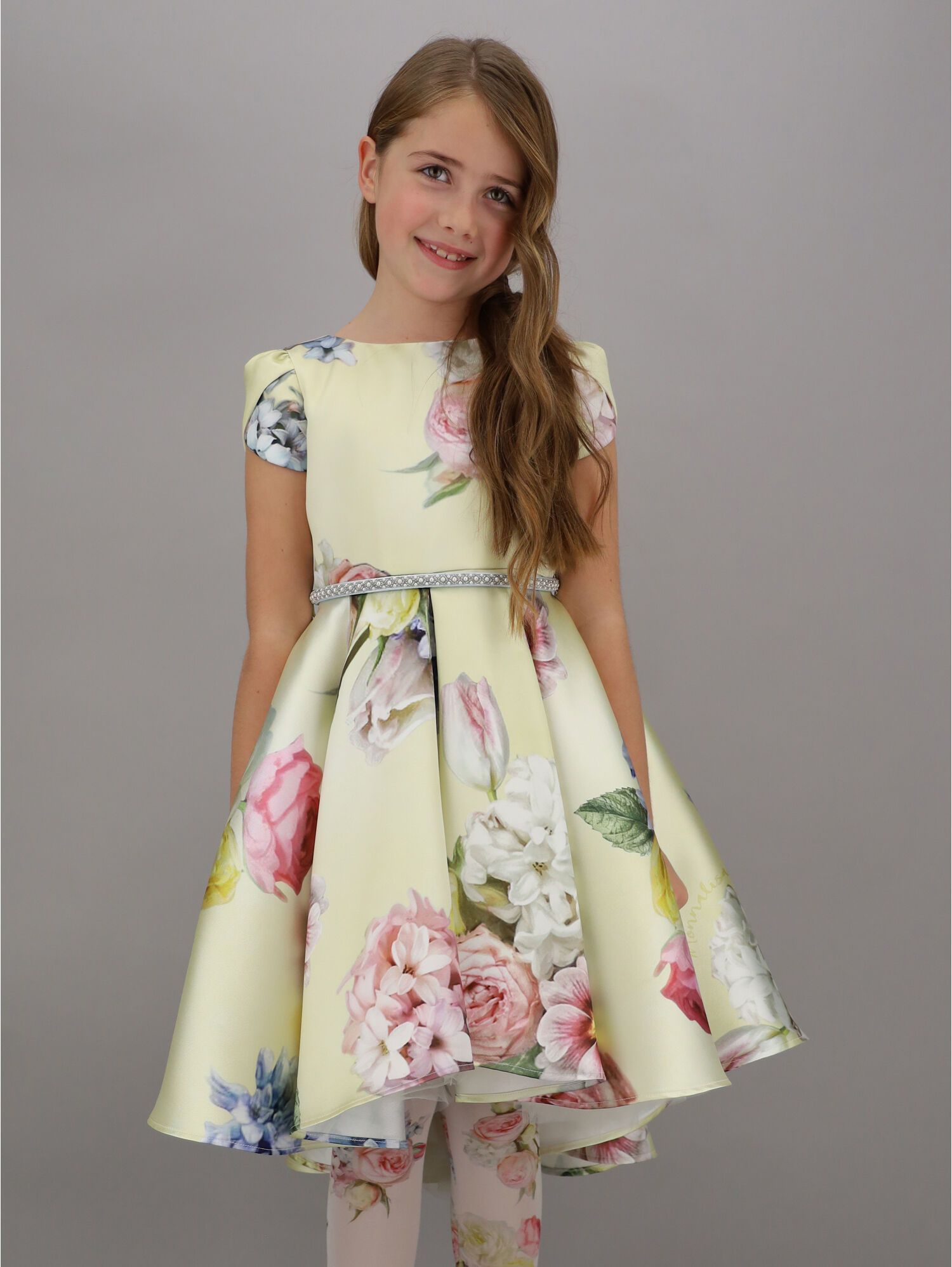 Abito in mikado a fiori bambina Monnalisa Italia