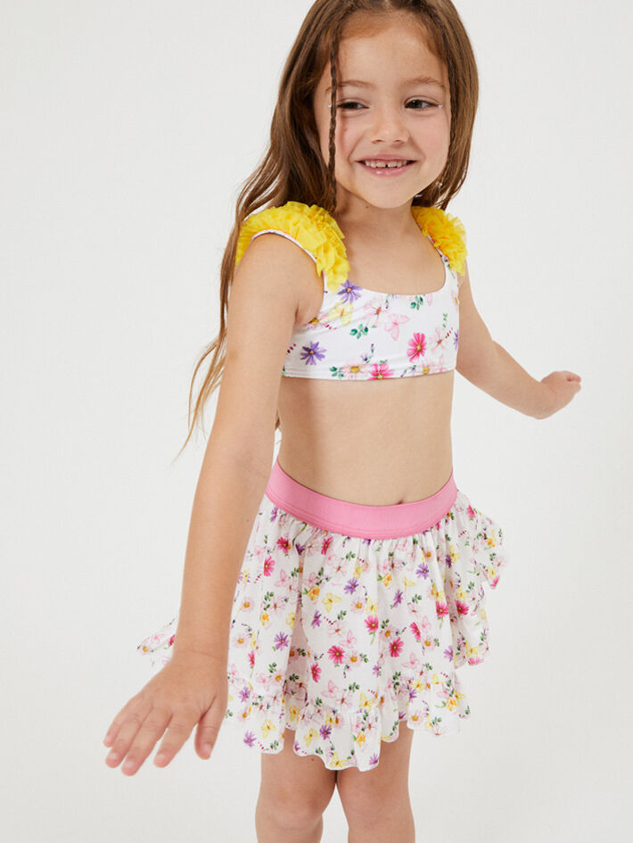 Monnalisa floral-print swim skirt (set of two) - Purple