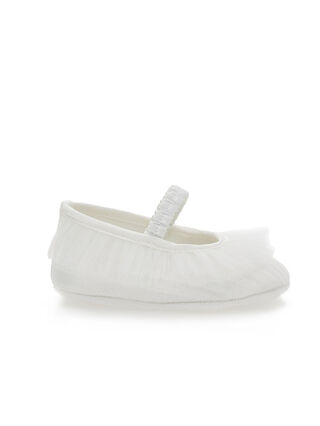 Pleated tulle ballet flats