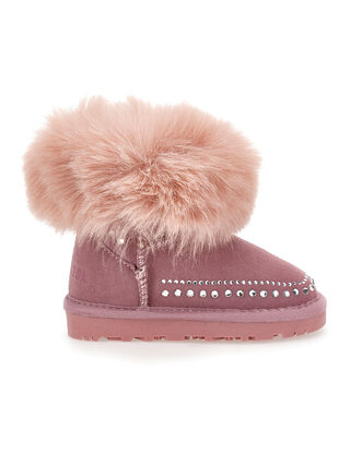 Crusted leather ankle boots with rhinestones