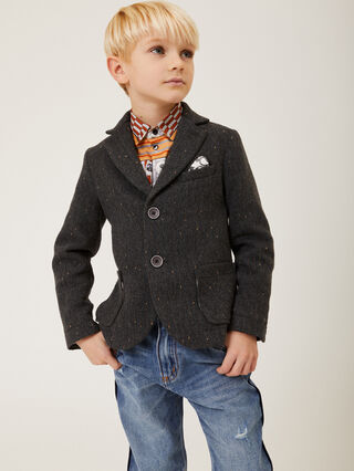 Two-button herringbone blazer