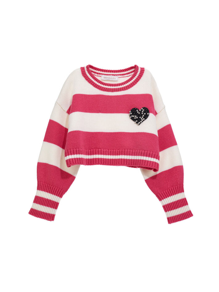 Monnalisa Jongens Kleding Truien & Vesten Truien Sweaters Cashmere blend sweater with inlay character 
