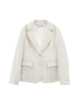 Unlined jacket with yarn-dyed stripe