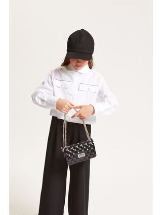 Shirt with rhinestone flaps