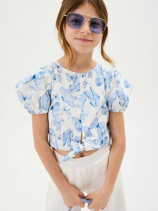 Top raso stampa farfalle