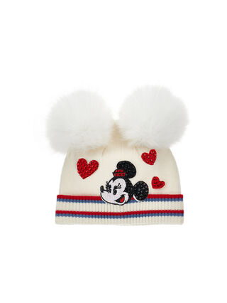 Bonnet Minnie Mouse, coeurs et pompons