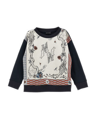 Scarf print cotton sweatshirt