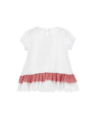 Cotton jersey T-shirt with flounce