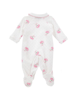 Cotton rose romper with bonnet