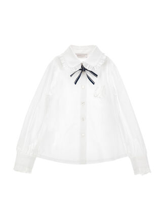 Popeline-Hemd mit Schleife