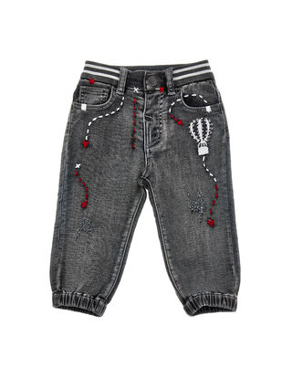 Embroidered denim trousers