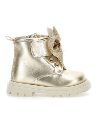 Leather boots with glitter bow