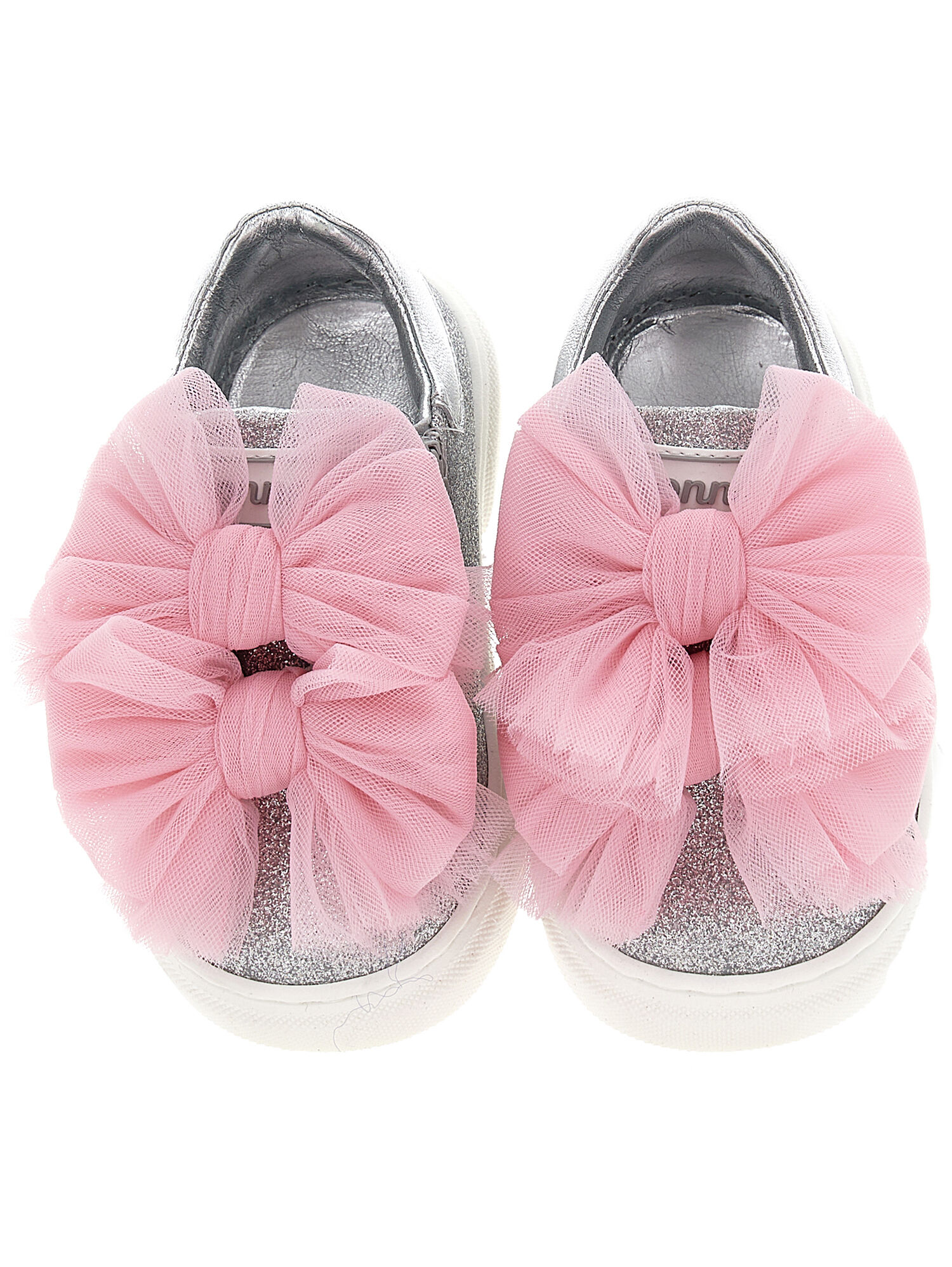 Monnalisa shimmer detail touch-strap sneakers - White
