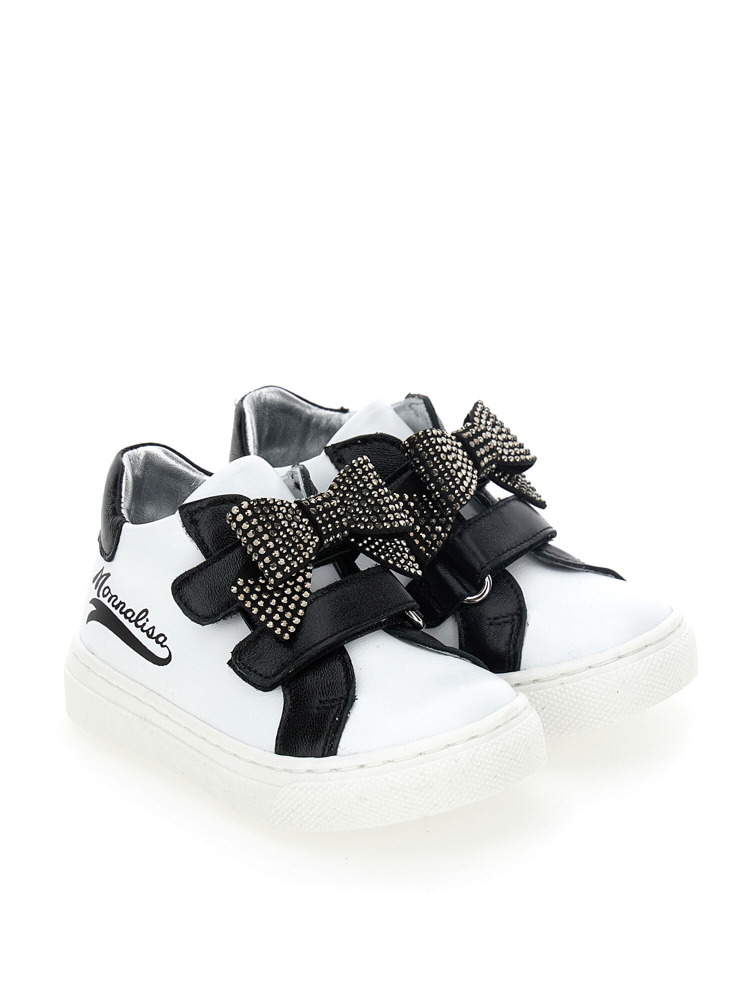 Sneakers nappa bicolor con fiocco bambina Monnalisa Italia