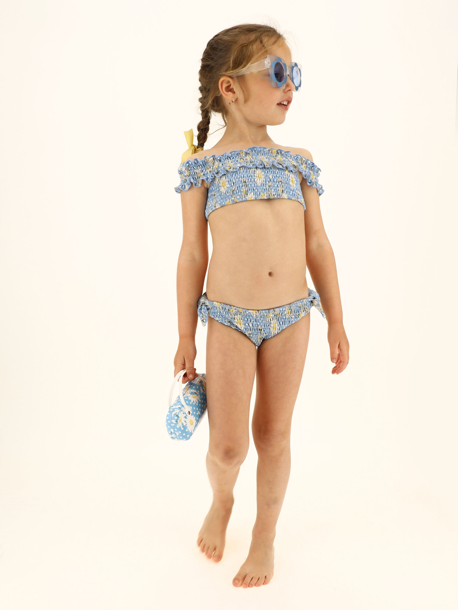 Two-piece swimsuit with ruffles and daisies Monnalisa Girls Sport & Swimwear Swimwear Swimsuits 