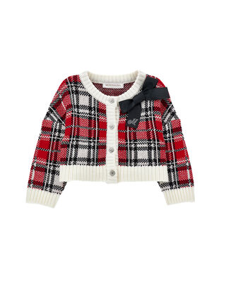 Tartan wool blend cardigan