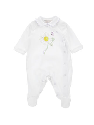 Strampler aus Baumwolle mit Gänseblümchen und Kragen