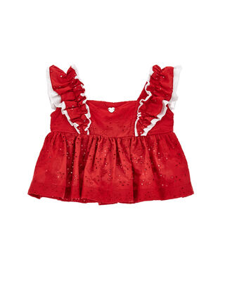 Muslin top with broderie anglaise embroidery