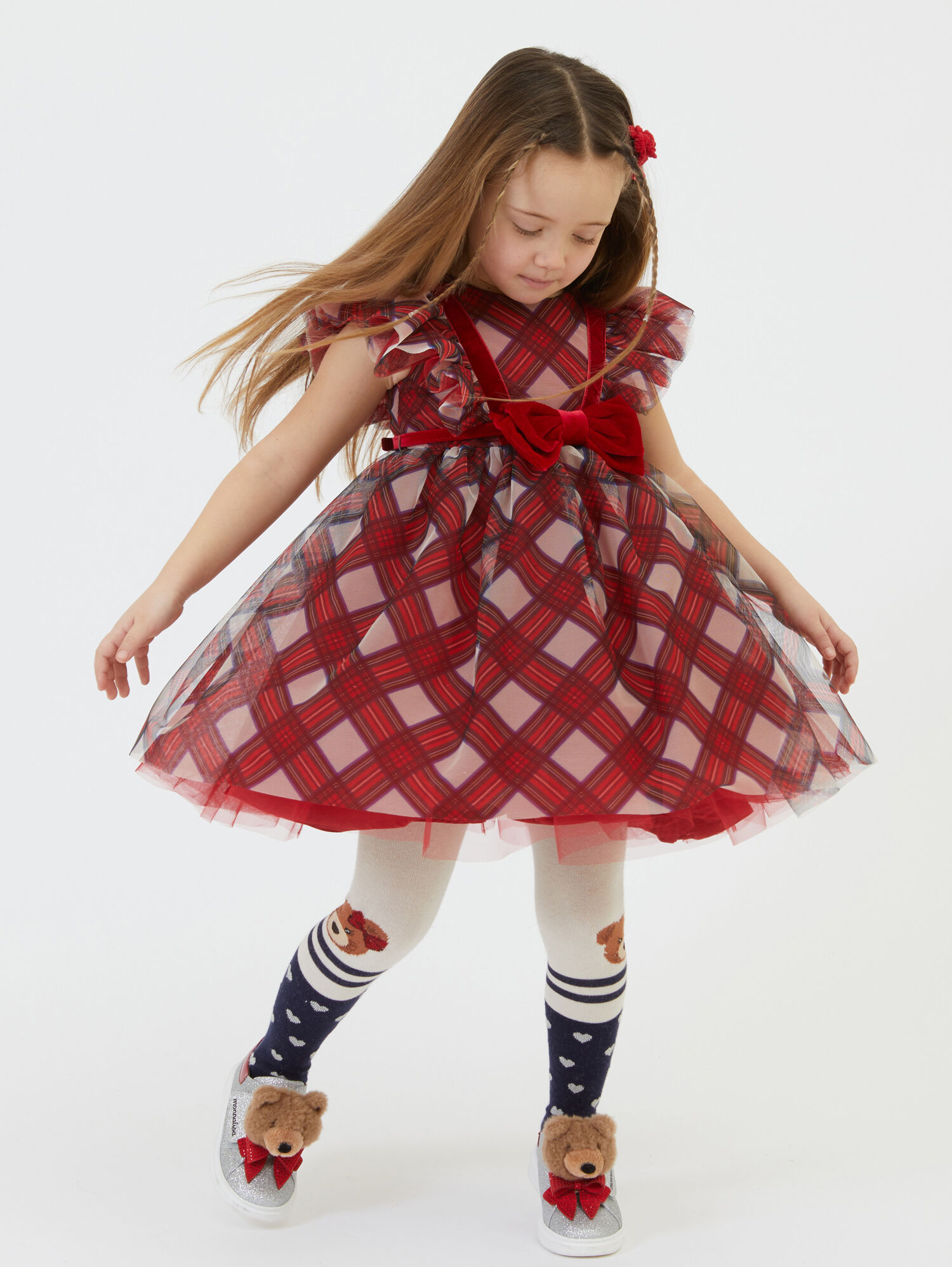 Abito tulle scozzese bambina Monnalisa Italia