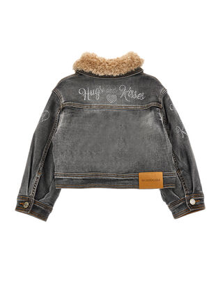 Plush collar denim jacket