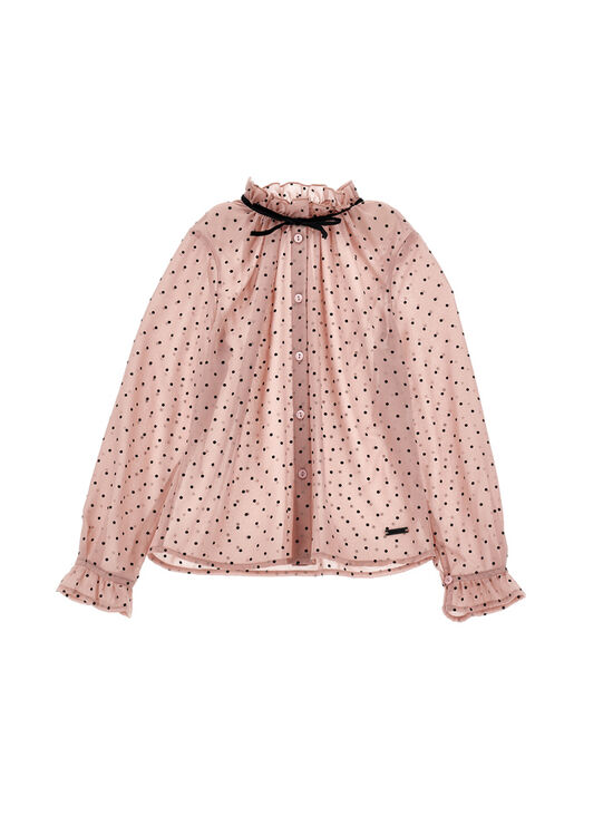 Polka dot blouse with ruff