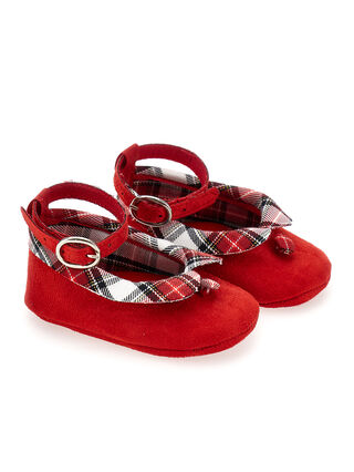 Ballet flats with tartan collar