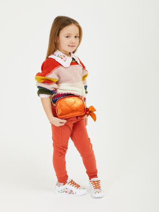 Striped sweater in multicolour yarns