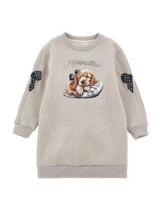 Платье из футера с люрексом с бантиками