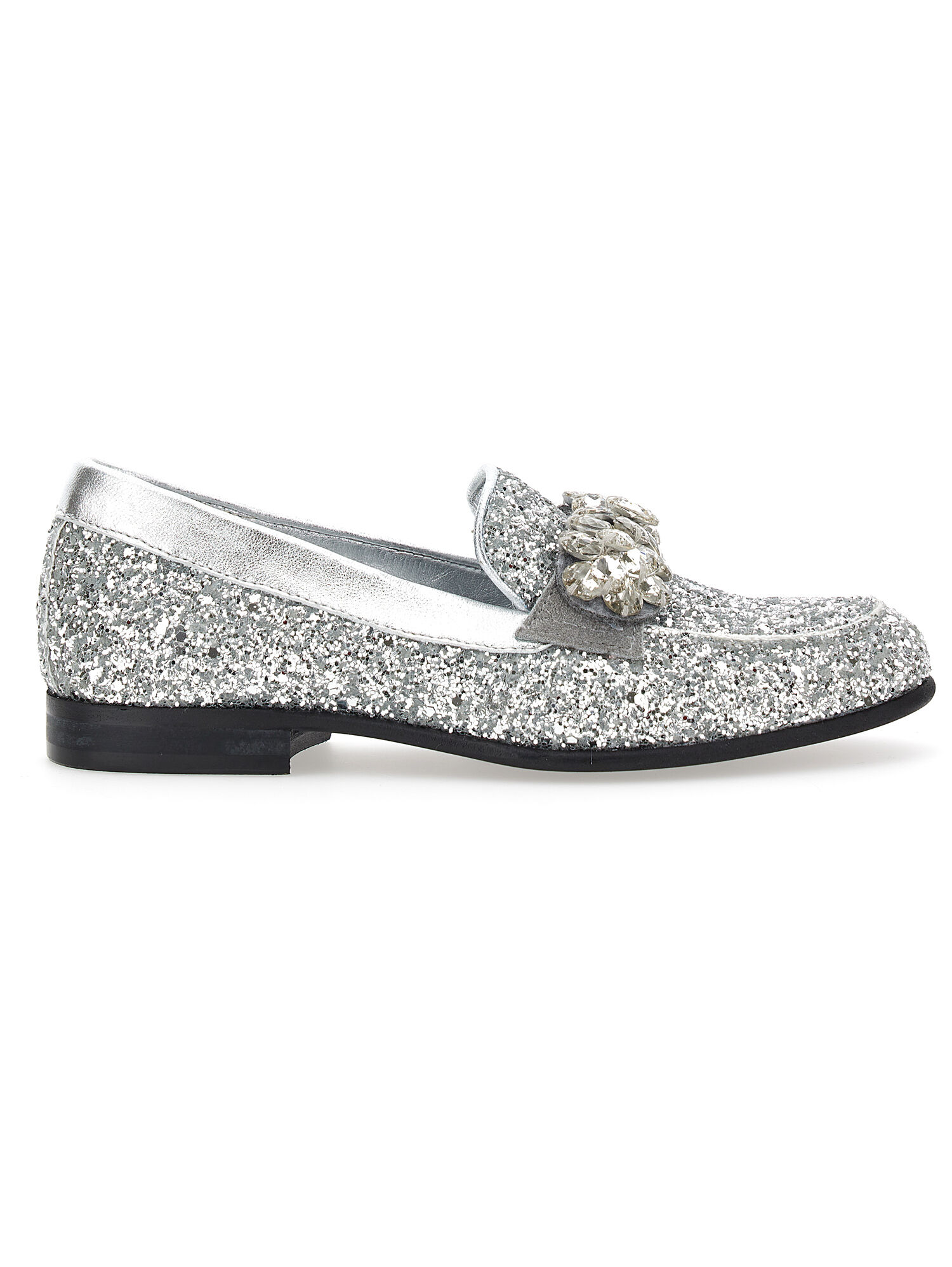 Glitter moccasins with bezels Monnalisa Girls Shoes Flat Shoes Ballerinas 