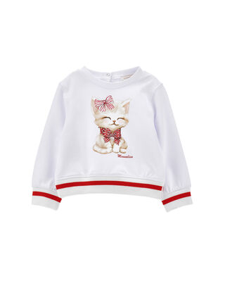 Sweat fermé avec chaton et strass