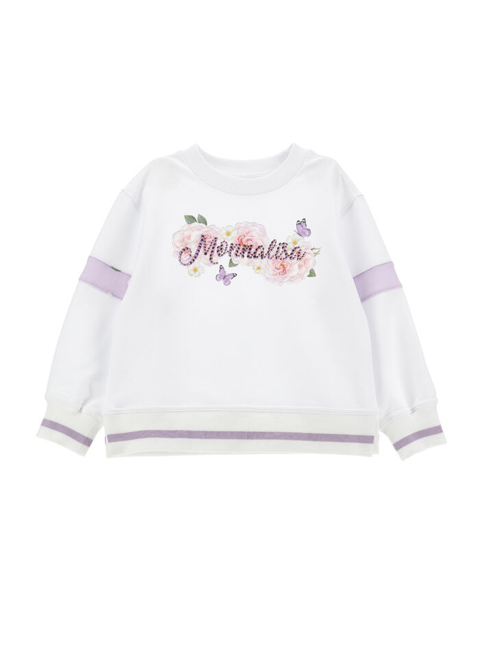 Monnalisa cartoon-print tulle sweatshirt - White