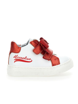 Two-tone nappa sneakers with bow