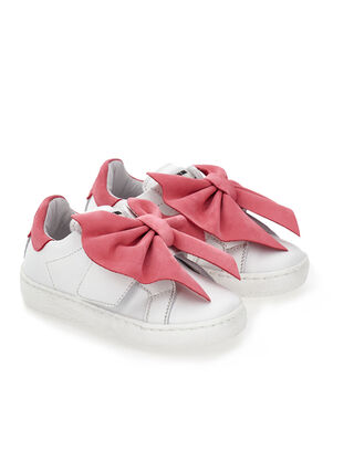 Leather sneakers with bow