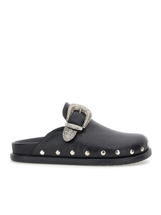Leather clogs with studs
