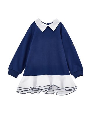 Two-tone jersey dress with muslin details