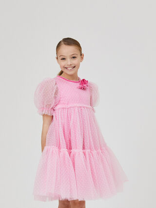 Tulle dress with velvet details