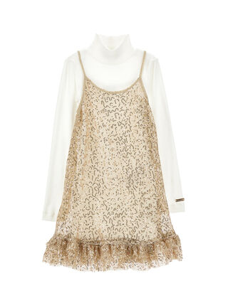 Двойное платье мини с пайетками