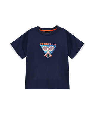 Crewneck T-shirt with racket print