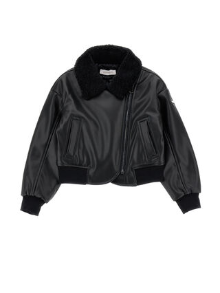 Coated fabric bomber biker jacket