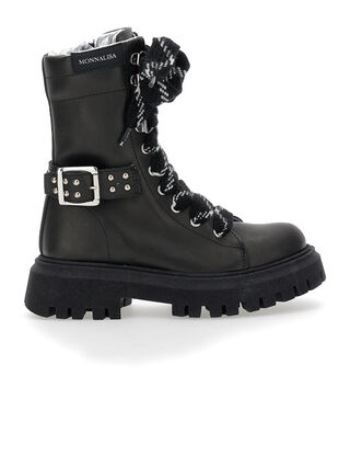 Rock leather combat boots