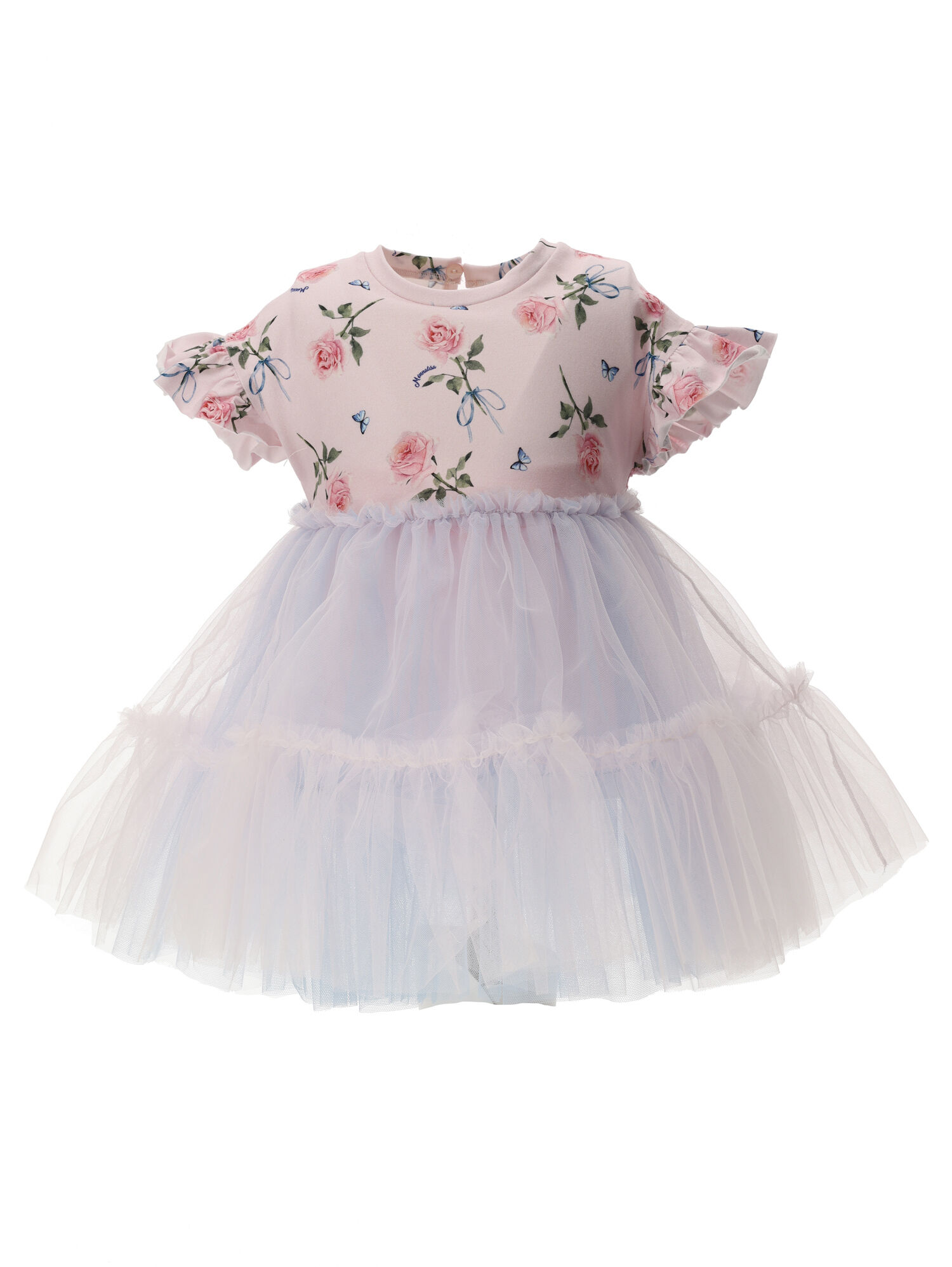Abito jersey tulle stampa roselline Monnalisa Bambina Abbigliamento Vestiti Vestiti di maglina 