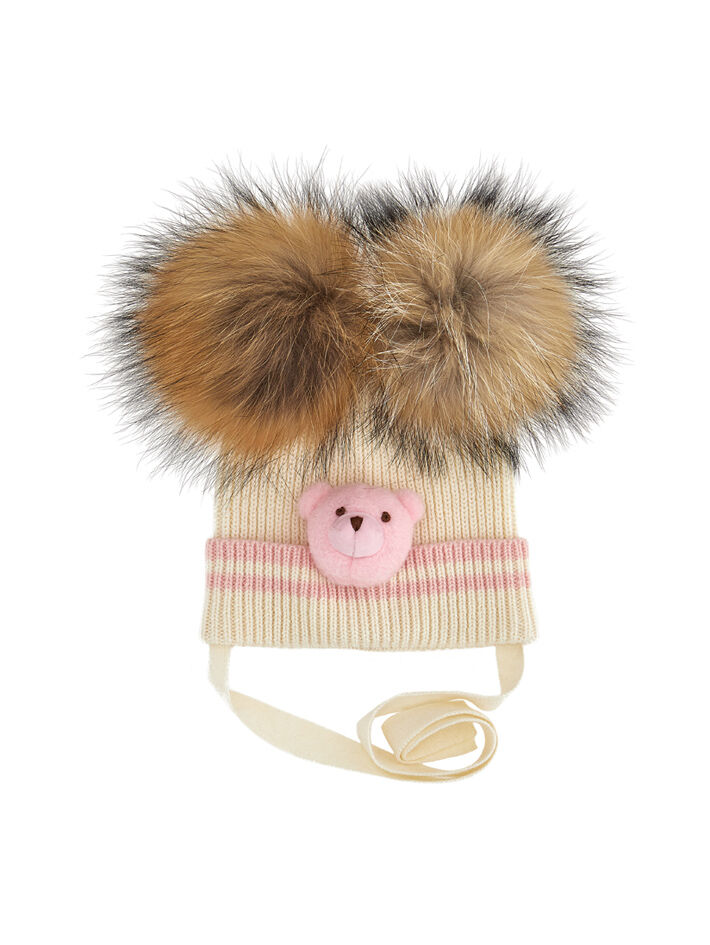 Berretto misto lana con teddy e pom pon Monnalisa Bambina Accessori Cappelli e copricapo Berretti 